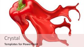  Presentation with ink - Beautiful PPT theme featuring red bell pepper and ink splashes isolated on white backdrop and a lemonade colored foreground