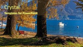  Presentation with yacht - Amazing presentation theme having red-bench-among-among-trees backdrop and a tawny brown colored foreground