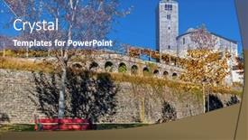  Presentation with church blue - Theme enhanced with red-bench-on-green-grass background and a teal colored foreground