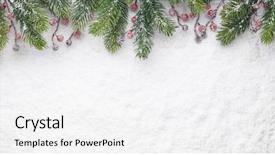  Presentation with christmas red - Presentation design enhanced with red berries on snow background and a white colored foreground