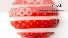  Presentation with lines red and white - Beautiful slide deck featuring red berry strawberry isolated on white background backdrop and a lemonade colored foreground