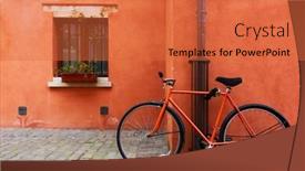  Presentation with old house - Slide set with red-bicycle-near-old-house background and a red colored foreground