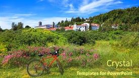  Presentation with summer time - Colorful presentation theme enhanced with red-bike-in-front backdrop and a tawny brown colored foreground