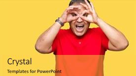  Presentation with arab - Cool new slide set with red binnoculars - middle age arab man backdrop and a  colored foreground