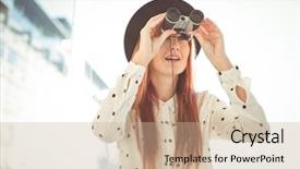  Presentation with kids room children smile - Beautiful PPT layouts featuring red binnoculars - smiling hipster woman using binoculars backdrop and a coral colored foreground