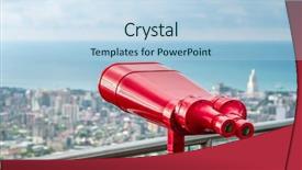  Presentation with binocular - Audience pleasing slide deck consisting of red binocular towerviewer on observation backdrop and a light blue colored foreground