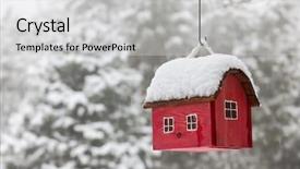  Presentation with bird - Audience pleasing slide deck consisting of red bird house hanging outdoors backdrop and a light gray colored foreground