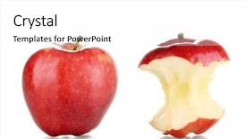  Presentation with red apple tree - Beautiful slide set featuring red bitten apple and whole backdrop and a white colored foreground
