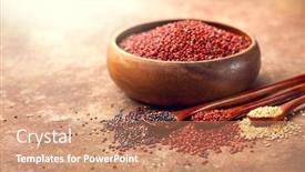  Presentation with white healthy food - PPT theme enhanced with red-black-and-white-quinoa background and a coral colored foreground