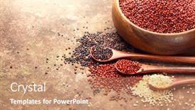  Presentation with food grains - Audience pleasing presentation theme consisting of red-black-and-white-quinoa backdrop and a coral colored foreground