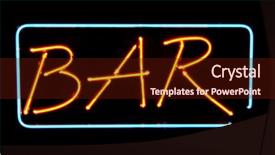  Presentation with glow - Beautiful presentation featuring red black generic - orange neon bar sign advertising backdrop and a wine colored foreground