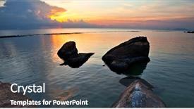  Presentation with tropical beach sunset - Slide deck with red black white abstract - tropical sunset on the beach background and a  colored foreground