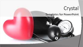  Presentation with blood - Slide set featuring red blood - black tonometer and heart isolated background and a white colored foreground