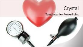  Presentation with heart - Colorful slide set enhanced with red blood - tonometer and heart isolated backdrop and a  colored foreground