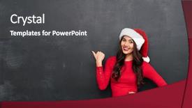  Presentation with black youth - Colorful PPT layouts enhanced with red blouse and christmas backdrop and a dark gray colored foreground