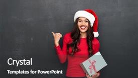  Presentation with sexy santa woman red - Cool new presentation theme with red blouse and christmas backdrop and a dark gray colored foreground