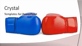  Presentation with red white blue - Presentation theme having red blue - boxing gloves isolated on white background and a white colored foreground