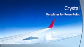  Presentation with aircraft engine - PPT theme consisting of red blue - classic image through aircraft window background and a dark gray colored foreground