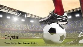  Presentation with football stadium - PPT theme consisting of red blue - legs of soccer or football background and a yellow colored foreground