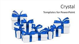  Presentation with an open gift box - PPT theme consisting of red blue - set of gift box isolated background and a white colored foreground