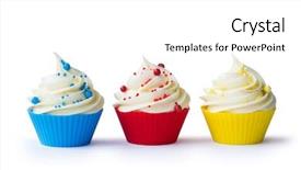  Presentation with cupcakes - Cool new presentation design with red blue - three colorful cupcakes isolated backdrop and a white colored foreground