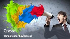  Presentation with red blue - Presentation theme consisting of red blue - young businessman in black suit background and a gray colored foreground