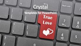  Presentation with true love - Audience pleasing presentation theme consisting of red blue green - true love on keyboard backdrop and a gray colored foreground