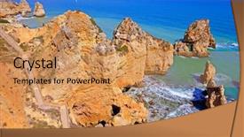  Presentation with red blue yellow - Slide set having red blue turquoise yellow - aerial from natural rocks background and a coral colored foreground