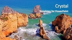  Presentation with natural hazards - Colorful presentation design enhanced with red blue turquoise yellow - aerial from natural rocks backdrop and a teal colored foreground