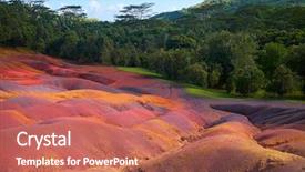  Presentation with free rasta coloured - PPT theme featuring red blue turquoise yellow - chamarel seven coloured earths background and a coral colored foreground