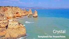  Presentation with natural language processing - Presentation theme featuring red blue turquoise yellow - natural rocks at ponte piedade background and a seafoam green colored foreground