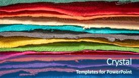  Presentation with pulp paper - Slide deck with red blue turquoise yellow - sheets of textured colorful handmade background and a ocean colored foreground