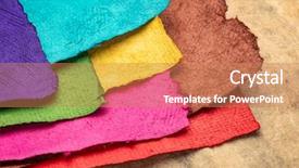 Presentation with pulp paper - Colorful PPT theme enhanced with red blue turquoise yellow - sheets of textured colorful handmade backdrop and a coral colored foreground