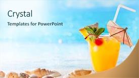  Presentation with cocktail - Audience pleasing slide set consisting of red blue turquoise yellow - summer concept fresh exotic cocktail backdrop and a cool aqua colored foreground