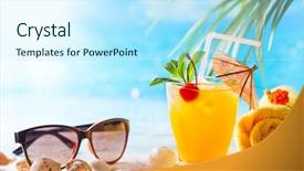  Presentation with summer at the beach - PPT theme enhanced with red blue turquoise yellow - summer concept fresh exotic cocktail background and a cool aqua colored foreground