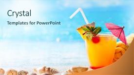  Presentation with cocktail - Colorful slide deck enhanced with red blue turquoise yellow - summer concept fresh exotic cocktail backdrop and a cool aqua colored foreground