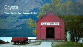  Presentation with house boat - Cool new PPT theme with red boat house near wakatipu lake at glenorchy southern island in new zealand backdrop and a ocean colored foreground