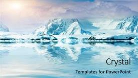  Presentation with antarctic - Audience pleasing PPT layouts consisting of red boat in antarctic backdrop and a light blue colored foreground