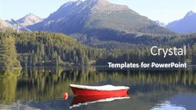  Presentation with mountain lake - Slide deck consisting of red-boat-on-mountain-lake background and a ocean colored foreground