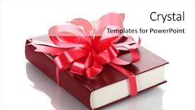  Presentation with gift - Slide set having red book for gift isolated on white background and a white colored foreground