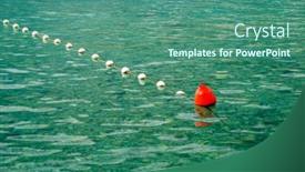  Presentation with ocean - Presentation theme consisting of red-bouy-on-the-ocean background and a ocean colored foreground
