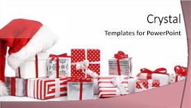  Presentation with white christmas - Amazing theme having red bow - christmas gift boxes with santa backdrop and a white colored foreground