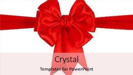  Presentation with red bow - PPT theme consisting of macro shooting of natural mineral stone - pebble of stilbite gemstone isolated on white background background and a yellow colored foreground