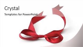  Presentation with red bow - PPT theme consisting of red bow isolated on a white background background and a white colored foreground