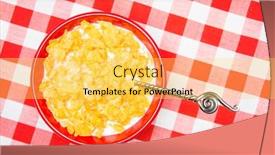  Presentation with checkered tablecloth - Presentation design consisting of red-bowl-of-cornflakes background and a yellow colored foreground