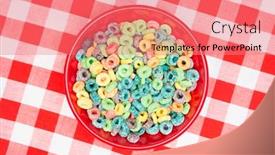  Presentation with checkered tablecloth - PPT theme enhanced with red-bowl-of-sugary-sweet background and a coral colored foreground