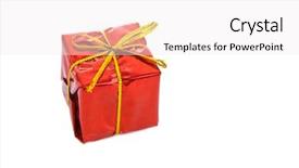  Presentation with gold red - PPT theme with red box gift with gold bow and ribbon background and a sky blue colored foreground