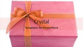  Presentation with red gold - Colorful PPT theme enhanced with red box gift with gold bow and ribbon backdrop and a coral colored foreground