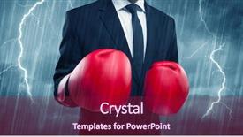  Presentation with boxing fight - Theme with red boxing gloves and thunder background and a  colored foreground