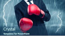  Presentation with boxing fight - Amazing presentation theme having red boxing gloves and thunder backdrop and a  colored foreground